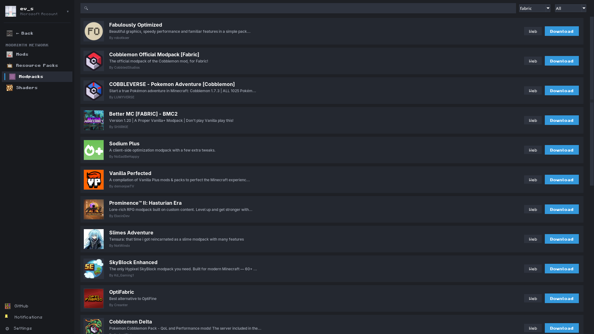New Launcher Modrinth Modpack Discovery